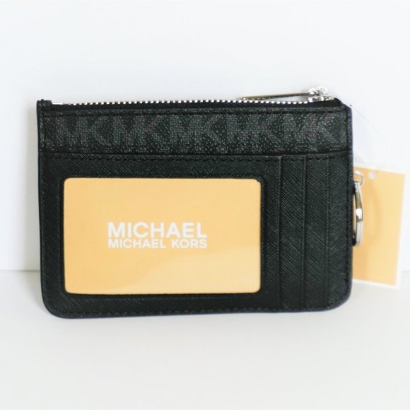 Michael Kors JST S Coin Pouch ID Wallet MK Black - Picture 4 of 8